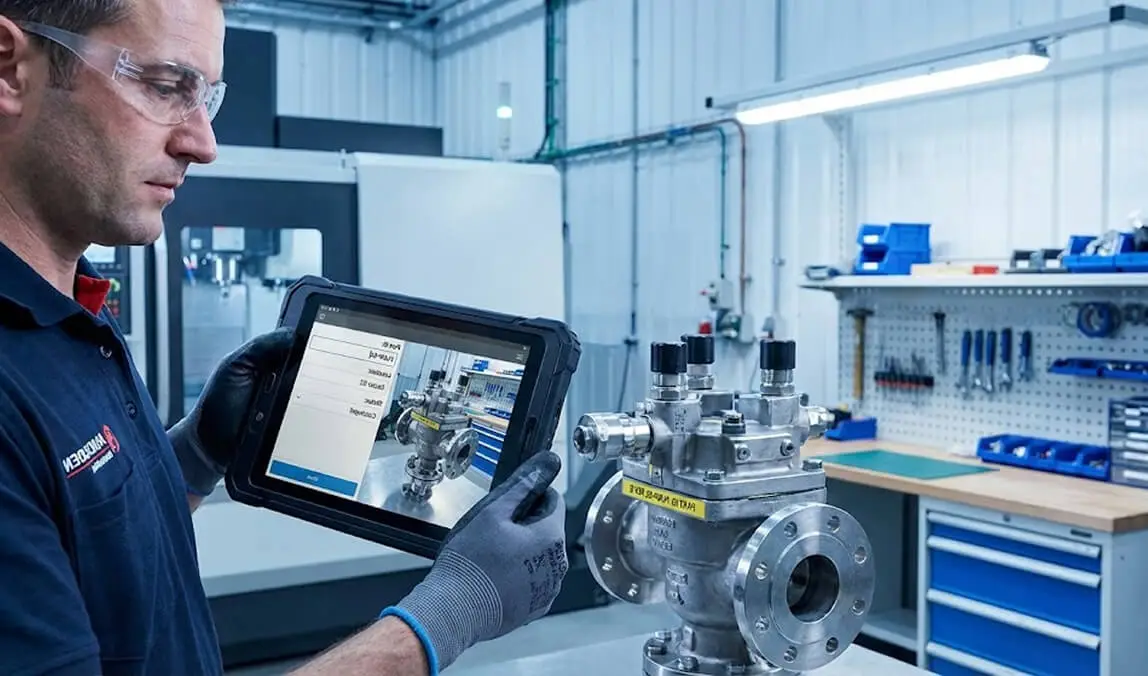 Close-up view of a technician's hands unbolting heavy machinery components with visible yellow alignment marks, illustrating Precision Disassembly & Match-Marking.